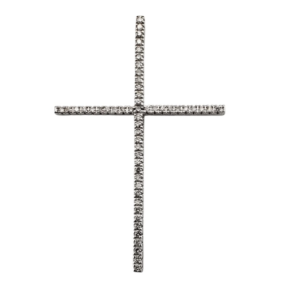 14 Karat White Gold Diamond Cross Pendant #18982 - Picture 1 of 7